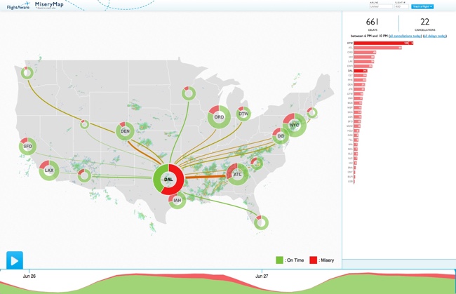 The U.S. MiseryMap of Flight Delays Map Infographic DFW